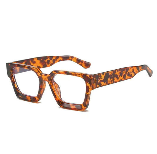 Leopard square frame fashion glasses